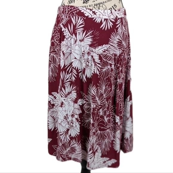 Lord & Taylor 424 Fifth Women's Red White Tropical Plants Size 2 Midi Skirt - Picture 5 of 10